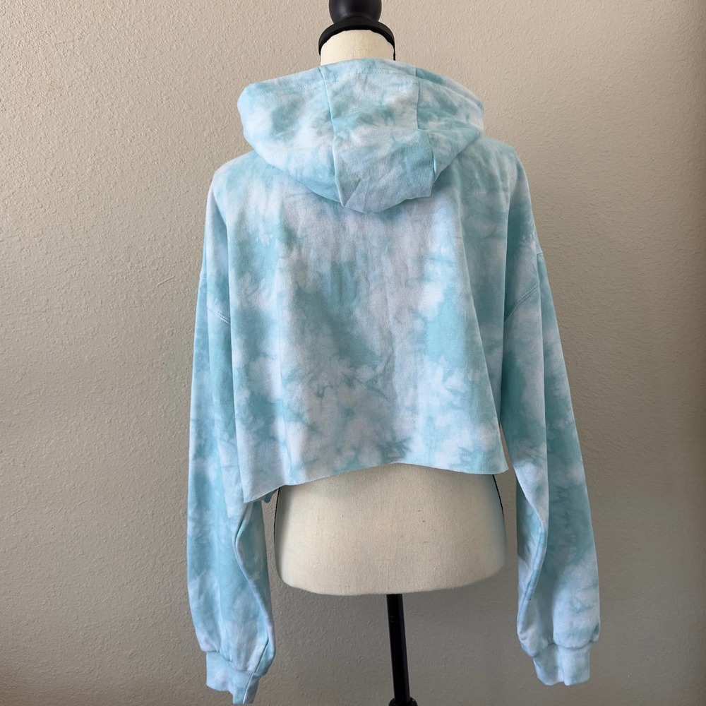 NWT Flirtitude Active Teal Tie Dye Cropped Hoodie -LARGE - Picture 7 of 10